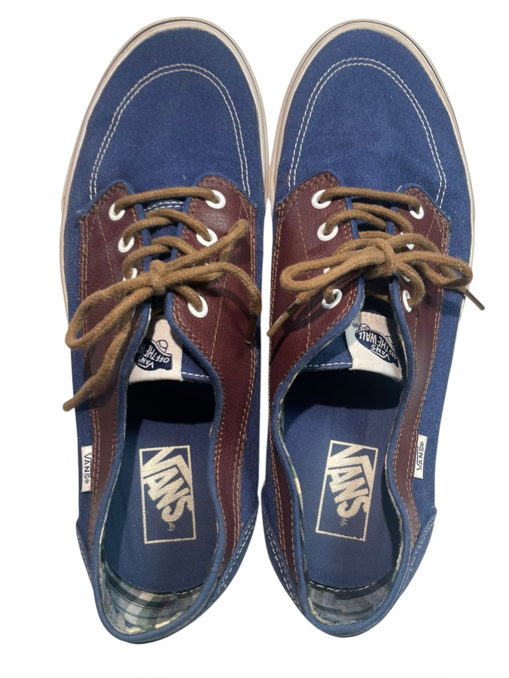 Vans Brigata Navy Blue Canvas Brown Leather-Trim Boat Shoes Men's Size 12 EUC - Picture 7 of 11